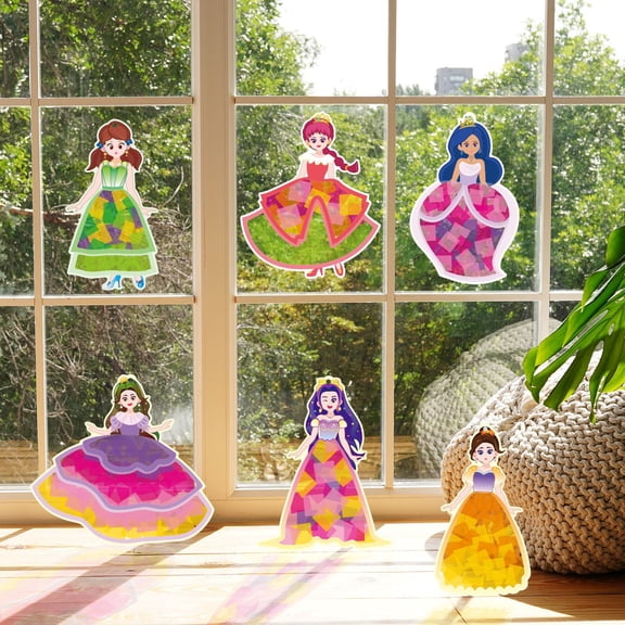 Butterfly / Princess Suncatchers Craft Kits DIY Butterfly Shaped Stained Glass Effect Tissue Paper Kits Bulk for Window Decor Spring Summer Party Favors Home Art Activities Gift Supplies