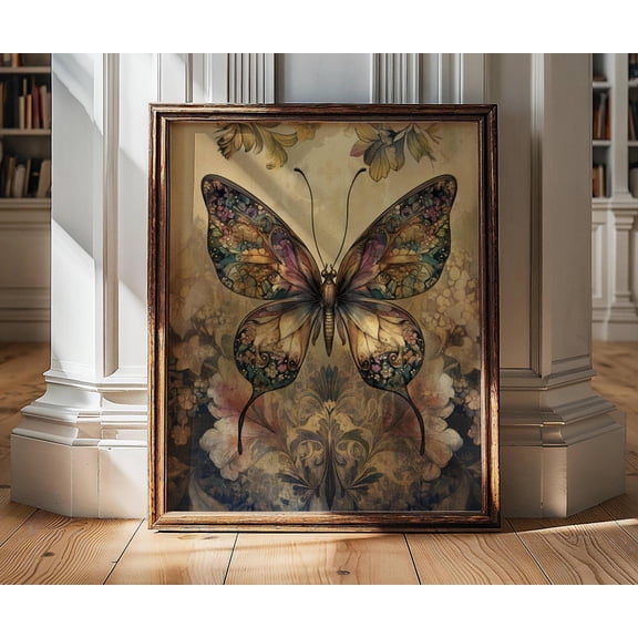 Butterfly Print, Butterfly Wall Decor, Moody Wall Art, William Morris, Aesthetic Wall Decor, Dark Cottagecore Art, Butterfly Gifts For Her Poster Unframed