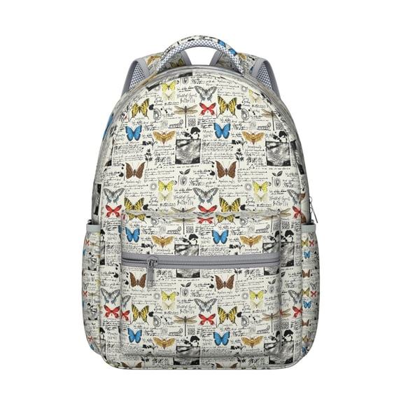 "Butterfly Print College Backpack - Spacious & Lightweight, Padded Laptop Compartment, Comfortable Straps, Trendy Floral Gift for Students"