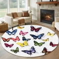 thumbnail image 1 of Butterfly Print Large Round Rug 8 FT, Non Slip Living Room Area Carpet, Modern Colorful Animals Washable Soft Circle Rug Non-Shedding Floor Carpet for Bedroom Office Dining Room, 1 of 9