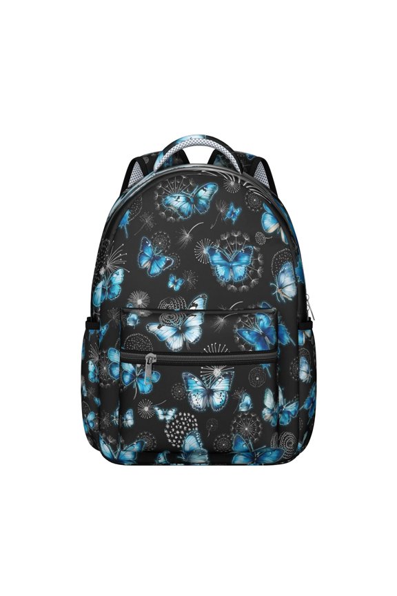 Butterfly Print Student Backpack for Student Colorful Floral Pattern Aesthetic Cute Artistic Bookbag for School