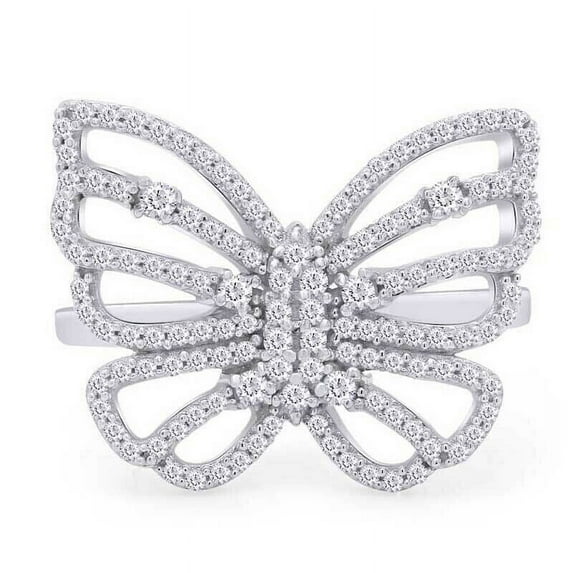 Butterfly Promise Diamond Proposal Ring 2.3 Ct Diamond 14K White Gold Over