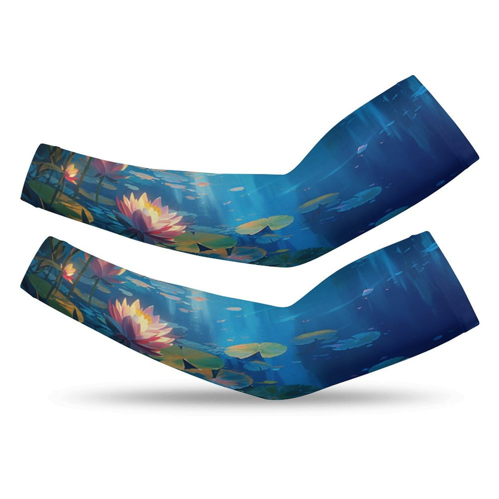 Daiia Vibrant Blue Floral UV Sun Protection Arm Sleeves - Cooling Compression Arm Sleeve Sports Uv Arm Sleeves For Men Women