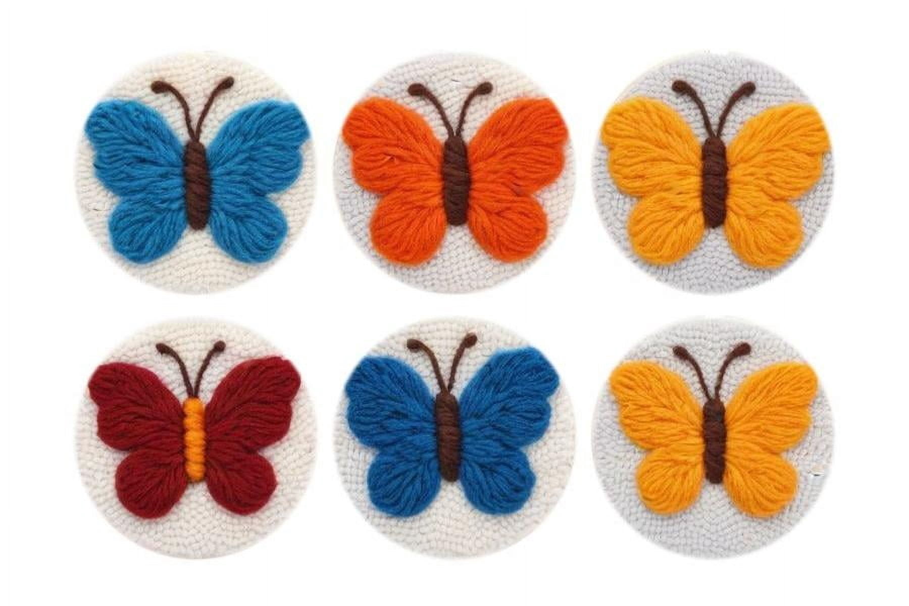 Butterfly Punch Needle Coasters Kit,6-pattern punch needle Needle Coasters Kit ,Punch Art for Beginners,Suitable for Home Decoration
