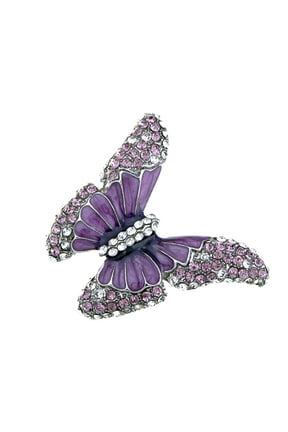 Butterfly Purple Enamel Crystal Amethyst Rhinestone Spring Fashion Custom Ring