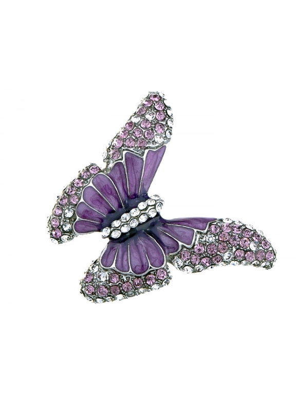 Butterfly Purple Enamel Crystal Amethyst Rhinestone Spring Fashion Custom Ring