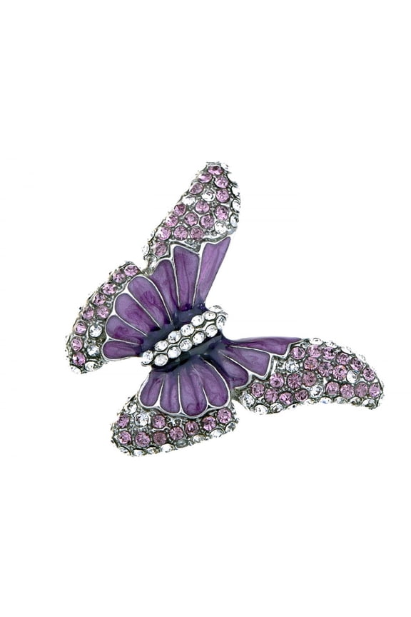 Butterfly Purple Enamel Crystal Amethyst Rhinestone Spring Fashion Custom Ring