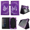 thumbnail image 1 of Butterfly Purple Folio Case  Fire 7 inch Slim Fit Pu Leather Standing Protective Cover for Amazon Fire 7 Tablet 2015 5th Gen Stylus Holder ID Slots, 1 of 2
