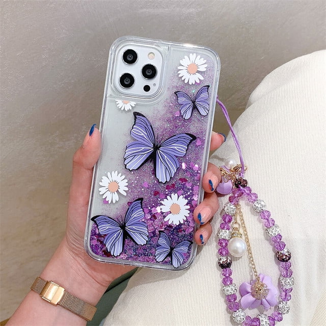 Butterfly Purple Quicksand Case For Iphone 13 14 15 Pro Max Iphon 12 11 