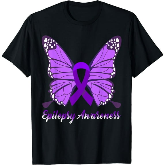 Butterfly Purple Ribbon Epilepsy Support T-Shirt