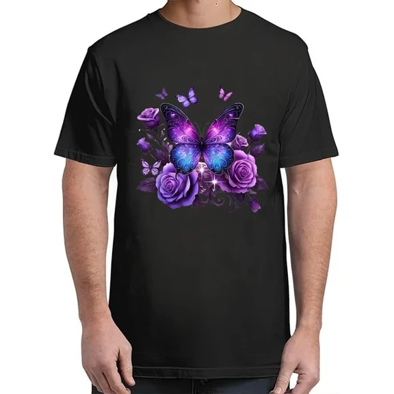Butterfly Purple Rose Butterfly Lovers Gifts Women Unisex S-5Xl T-Shirt