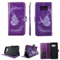 thumbnail image 1 of Butterfly Purple Wallet Folio Case for Samsung Galaxy S8 Active Fashion Flip PU Leather Cover Card Cash Slots & Stand, 1 of 2