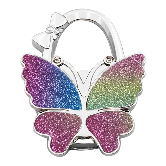 Butterfly Purse Hanger for Table Foldable Metal Bag Holder Hook Desk Mounted Handbag Hook Portable Table Edge Bag Hook Accessory 2.76×1.85in