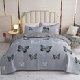 thumbnail image 1 of Butterfly Queen Quilt Set - Soft Microfiber Lightweight 3-Piece for All Season, Grey (1 Quilt, 2 Shams), 1 of 8