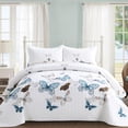 thumbnail image 1 of Butterfly Quilt Set King Size - Soft Microfiber Lightweight 3-Piece for All Season, White (1 Quilt, 2 Shams), 1 of 9