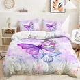 thumbnail image 1 of Butterfly Quilt Set Rainbow Watercolor Printed Pattern Bedding 3D Color Butterfly Bedding Pink and Blue Girl Butterfly Duvet Set1 sheet + 2 pillowcases, 1 of 3