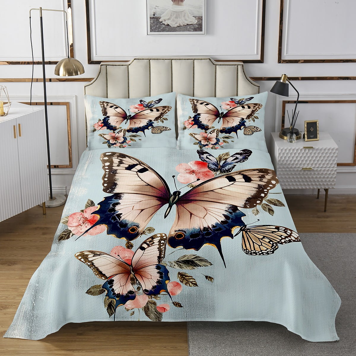 Butterfly Garden CW1812007CL Quilted Headboard Slipcover main image 1