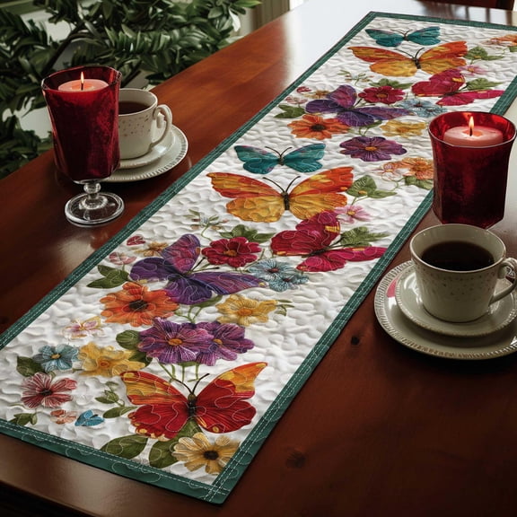 Butterfly Quilted Table Runner, Butterfly Table Runner, Butterfly Lover Decor, Dining Linens, Xmas Holiday Decor, Butterfly Gift