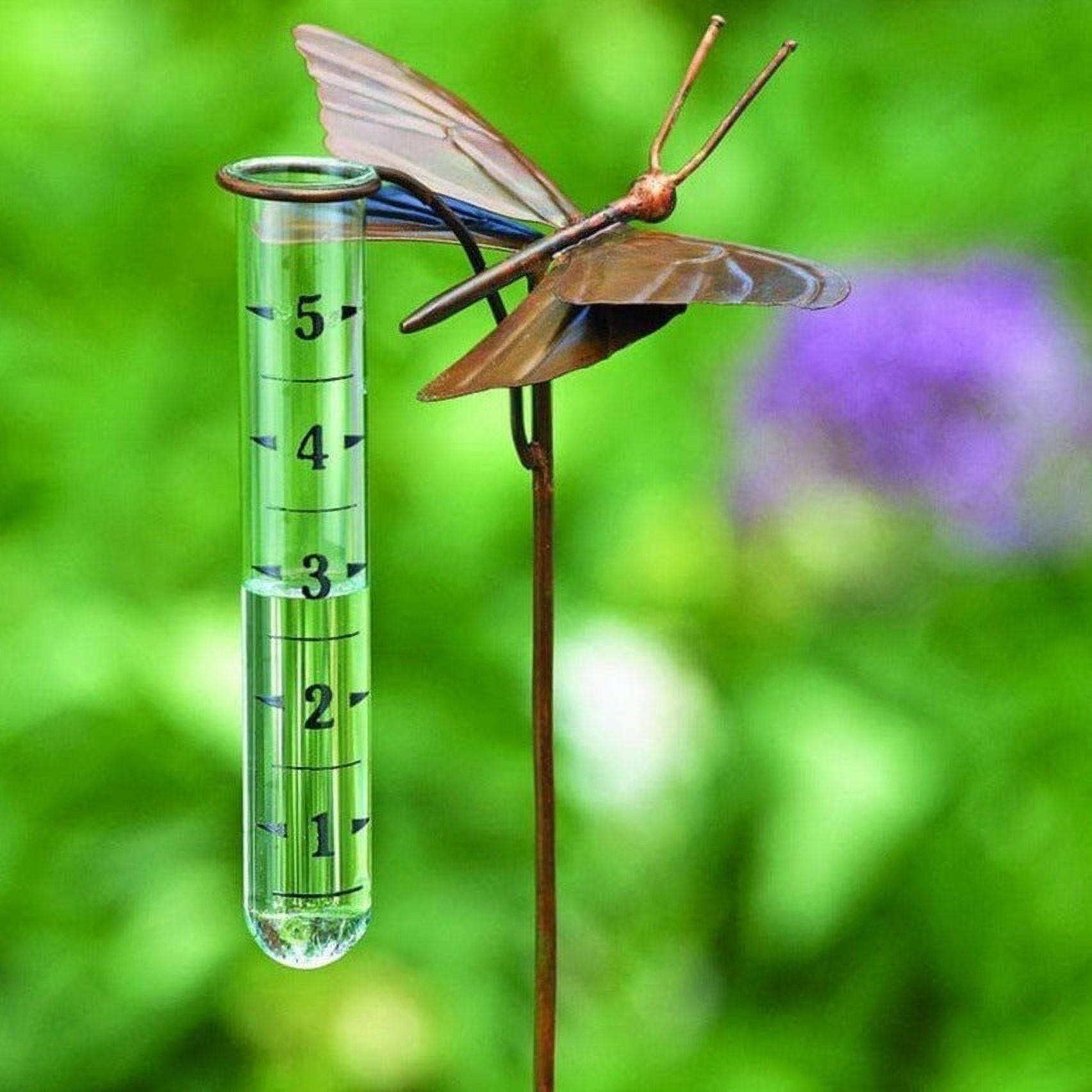 Flamed Copper Butterfly Rain Gauge with Glass Tube