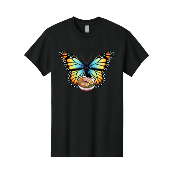 Butterfly-Ramen-1 Mens Graphic Tee, 100% Cotton, Casual Summer Wear