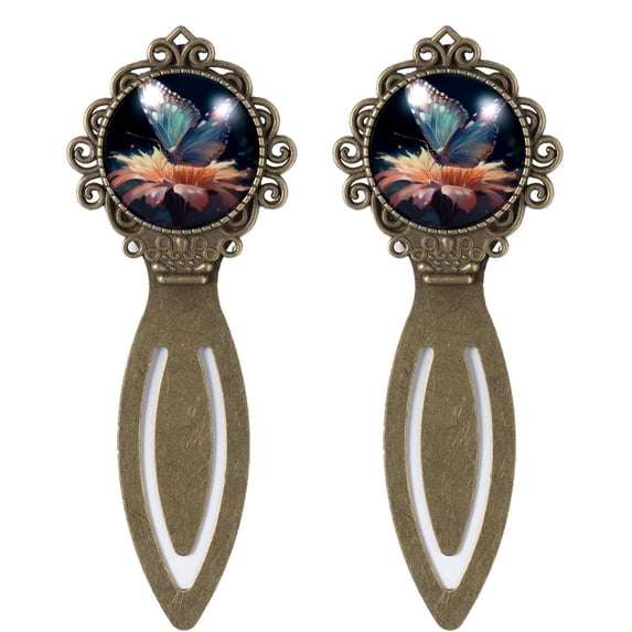 Butterfly Reading Accessories: Vintage Copper - Set of 2 Stainless Steel Book Markers for Book Lovers and Readers