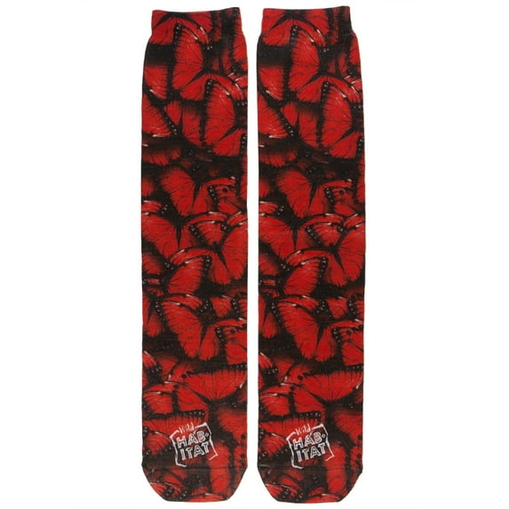 Butterfly Red Pattern Sublimated Socks - One Size