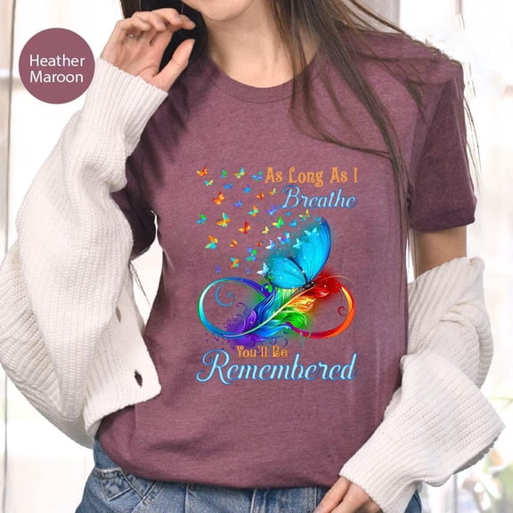 Butterfly Remembrance Shirt: Sympathy Gift - As Long As I Breathe SWEATSHIRT All Size S-5XL