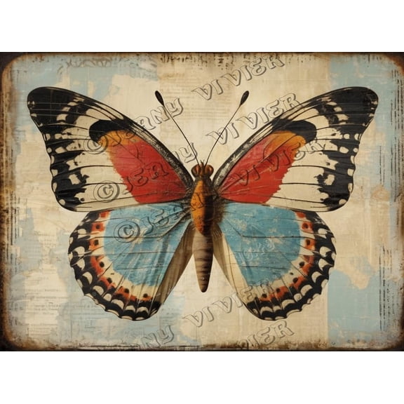 Butterfly Retro Aluminum Sign 5.5"x8" Metal Sign Butterfly Bathroom Wall Decor Chic Farmhouse Decor Tin Garden Signs for Cafes Club Pub Man Cave Wall Sign Gifts