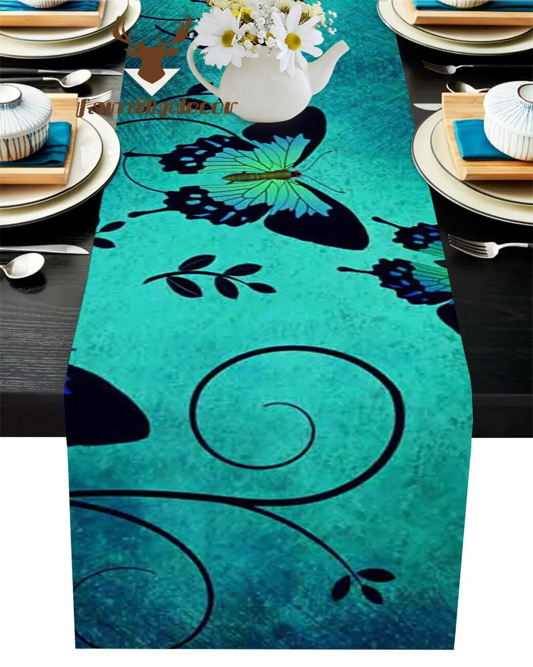 Butterfly Retro Shabby Table Runner Home Wedding Decor Table Flag Mat