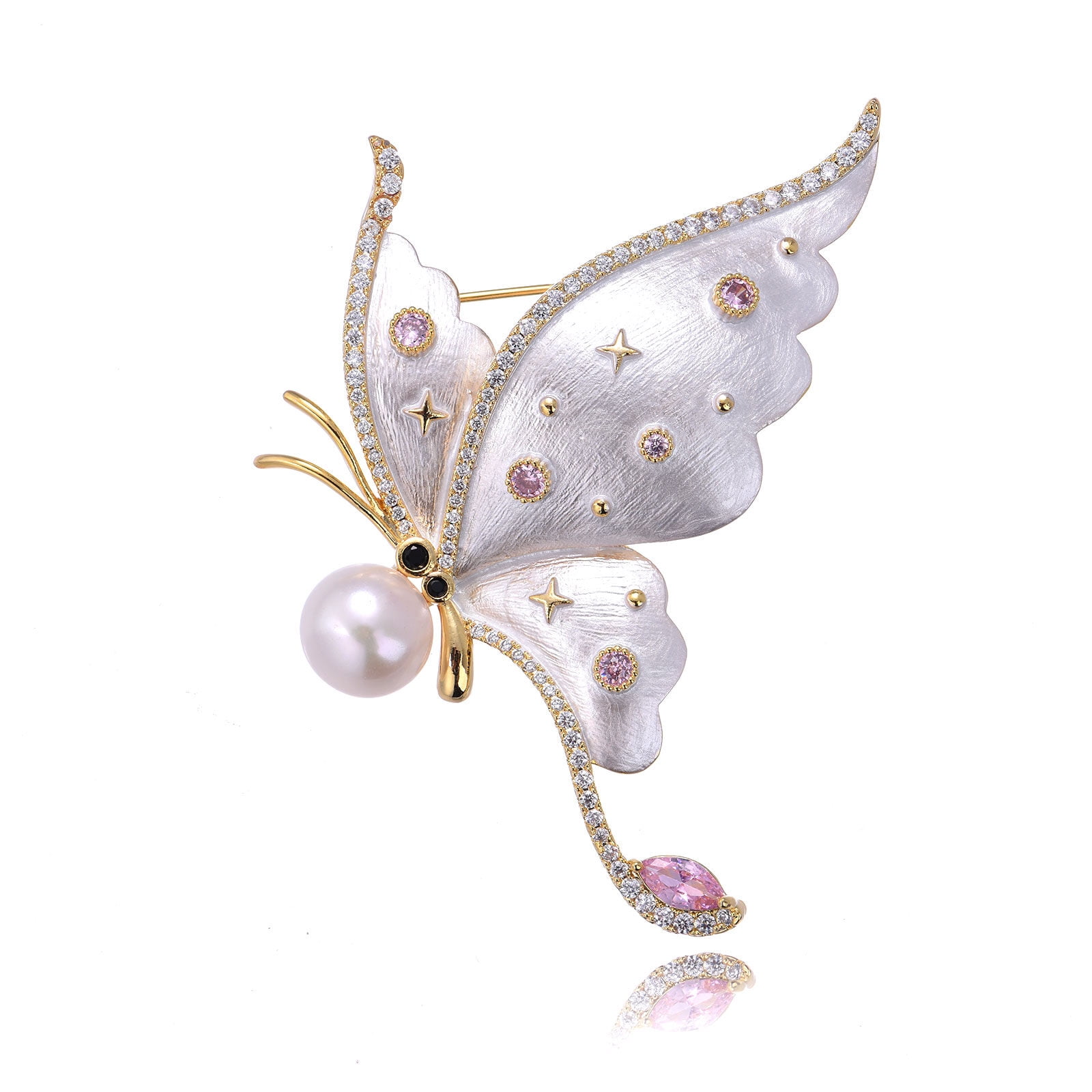 Butterfly Rhinestone Brooch for Women – Colorful Glitter Pearl Lapel Pin, Ideal for Hats, Clothes, Dresses, Scarves & Bags