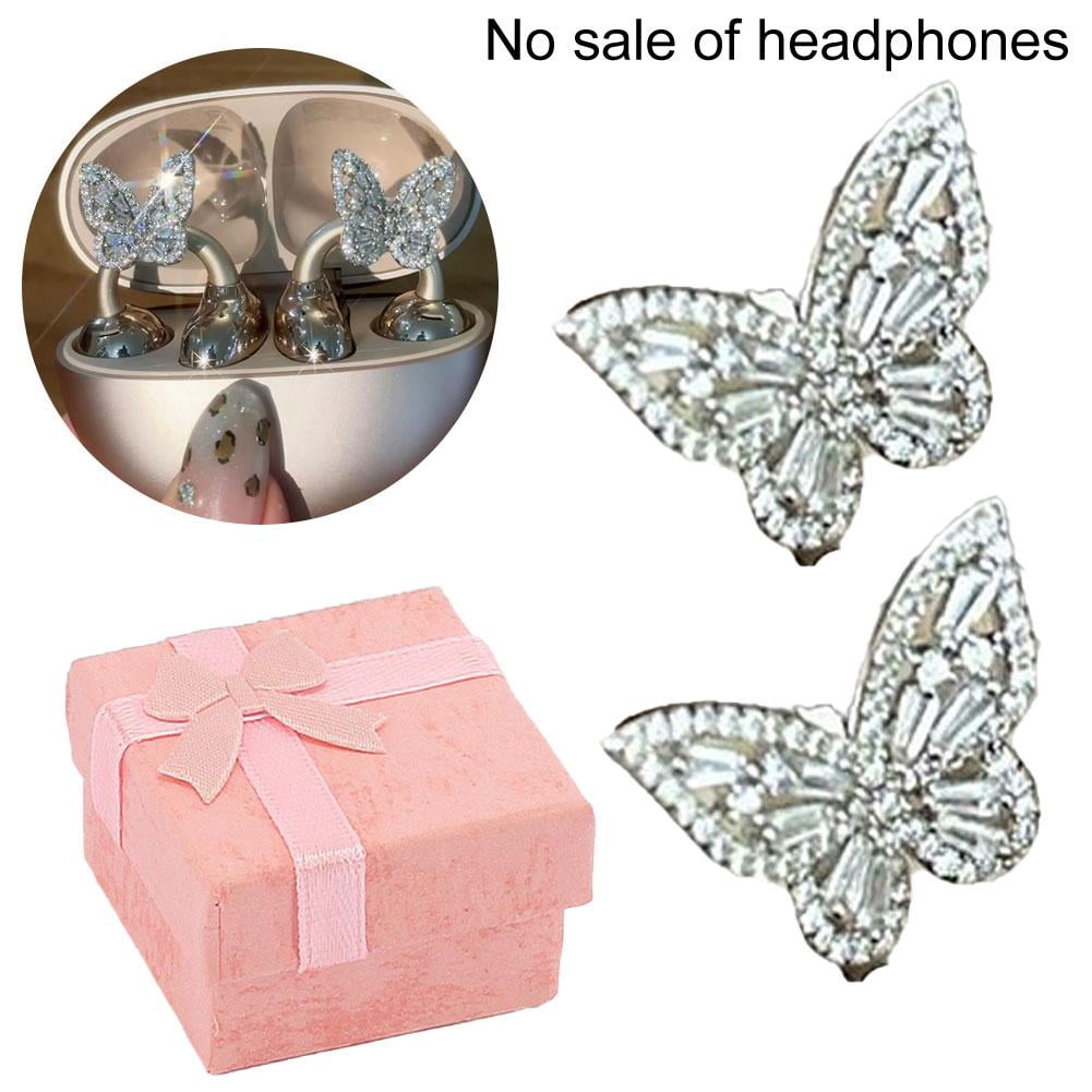 Butterfly Rhinestone for Clip on Earbuds Open Ear, Elegant Clip-On Ear ...