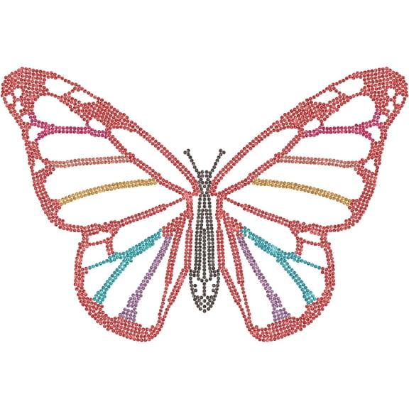 Butterfly Rhinestone Iron on Decal Bling Red Iron on Transfers Patches Decals Hotfix Appliques Repair Heat Transfer Glitter for T-Shirts Bags Clothes Letters Hats Pants 11.8x7.9Inch colorful