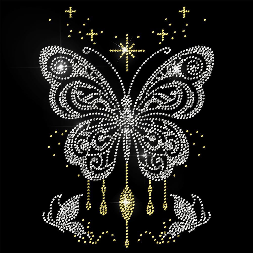 Starlight Rhinestone Design Butterfly Rhinestone Iron on Hotfix Transfer Decal Starlight Butterfly ...