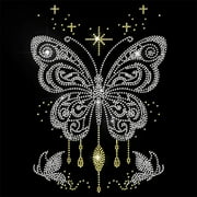 Butterfly Rhinestone Iron on Hotfix Transfer Decal Starlight Butterfly Bling DIY Patch Repair Hot Fix Applique for DIY T-Shirt Jacket Bag Jeans Craft Clothing Accessory