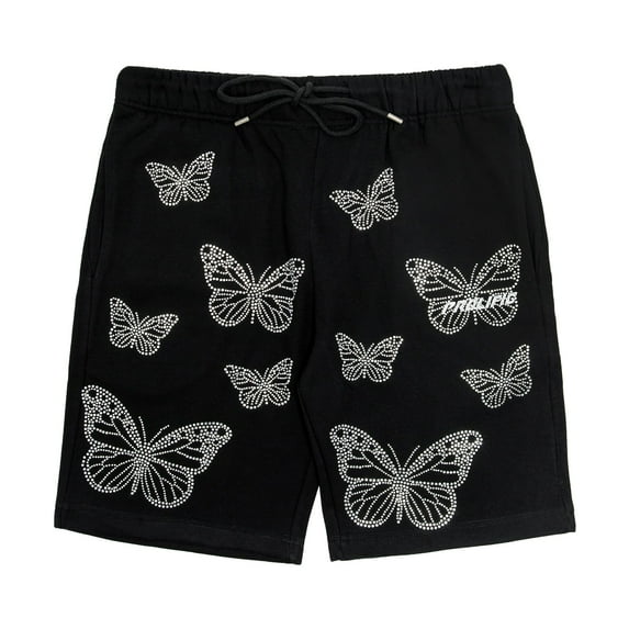 Butterfly Rhinestone Shorts - Black