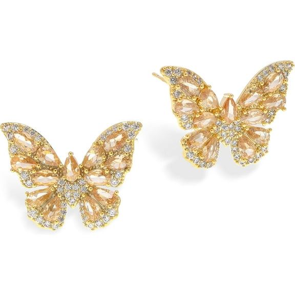 Butterfly Rhinestone Stud Earrings for Women,Dainty Cute CZ Crystal Earings Prom Wedding Holiday Fashion Jewelry Gift