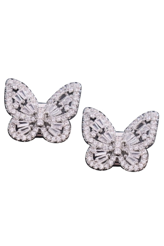 Butterfly Rhinestones Clip on Earbuds Open Ear, Removable Ear Accessories Decoration