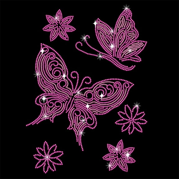 Butterfly Rhinestonet Iron on Transfer 11.7x8.3 Inch Heat Transfer Decal Bling Decals Clear Rhinestone Template Clothing Repair Applique for T-Shirt Clothing Pants Bags diy