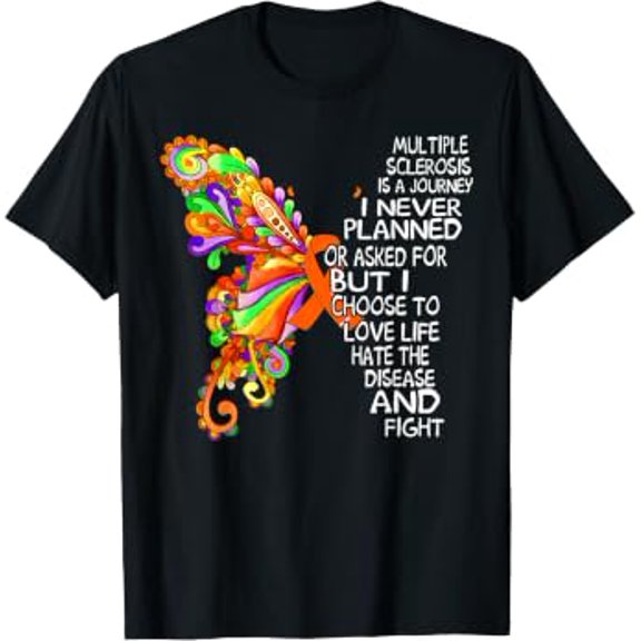 Butterfly Ribbon Multiple Sclerosis Awareness MS Warrior T-Shirt