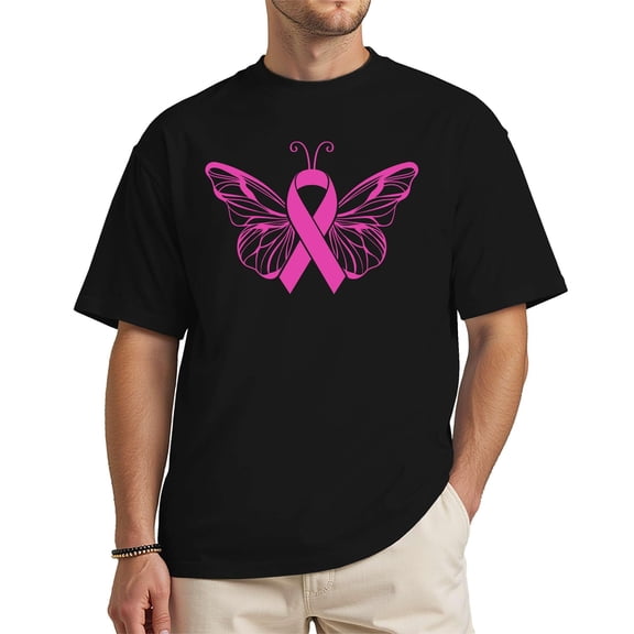Butterfly Ribbon Unisex T-Shirt – Black Large