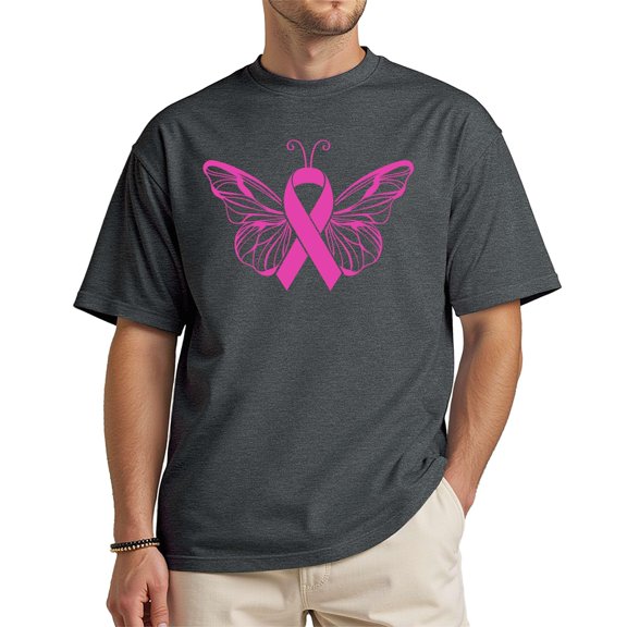Butterfly Ribbon Unisex T-Shirt – Dark Heather Medium