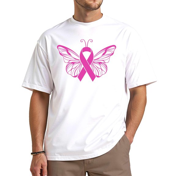 Butterfly Ribbon Unisex T-Shirt – White Medium