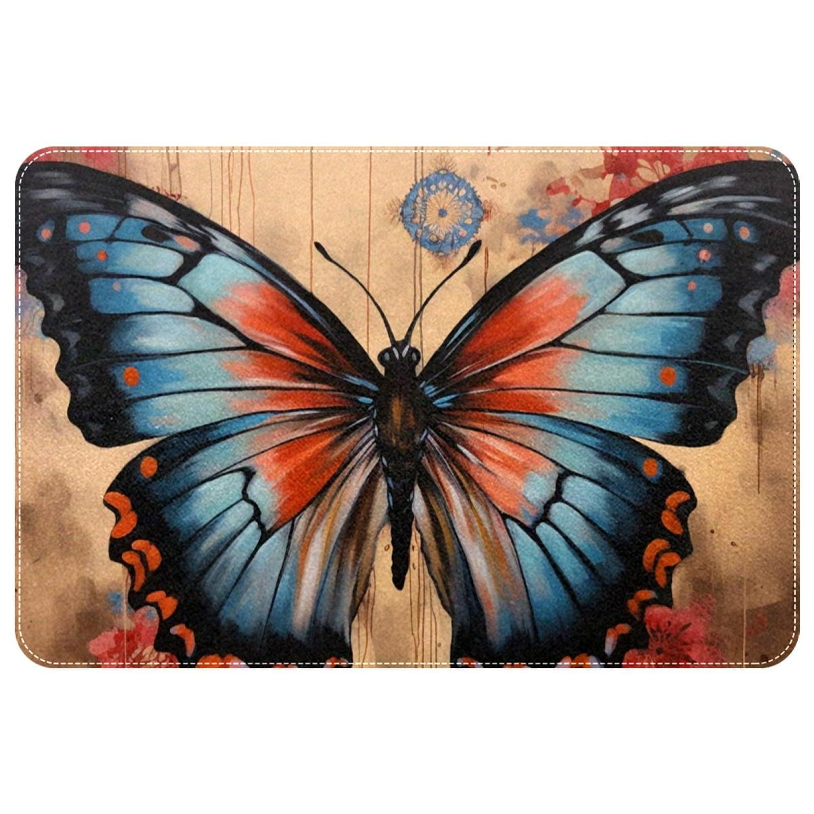 Butterfly Floral Print Floor Mat