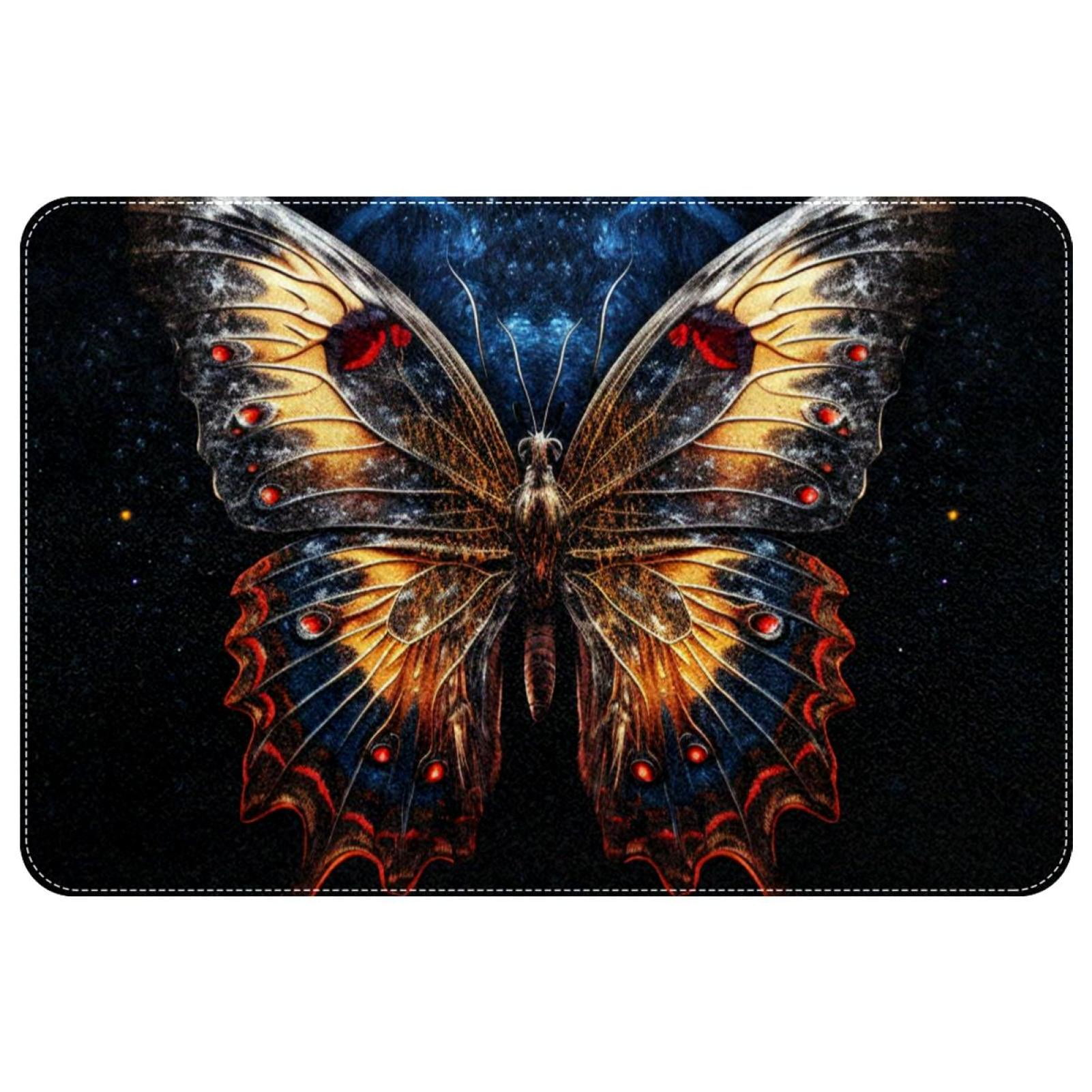 Green And Blue Butterfly Print Floor Mat