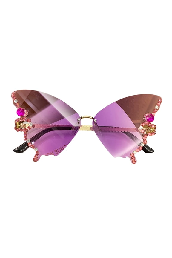 Butterfly Rimless Sunglasses Small Face Butterfly Glasses Rhinestone Sunglasses Butterfly Sunglasses