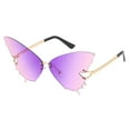 thumbnail image 1 of Butterfly Rimless Sunglasses, Women Luxury Designer Oversized Sunglasses, 400 Gradient, 1 of 7