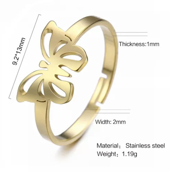 Butterfly Ring Bohemian Adjustable Stainless Steel Rings Fashion Jewelry