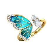 LOJOUTYE Butterfly Rings Gold Open Finger Rings Charms Adjustable Rings Rings Rings Alt Rings Size 9 Anime Ring A Rings Size 12 Rings for Women Womens Rings Wave Rings for Women Foldable Rings