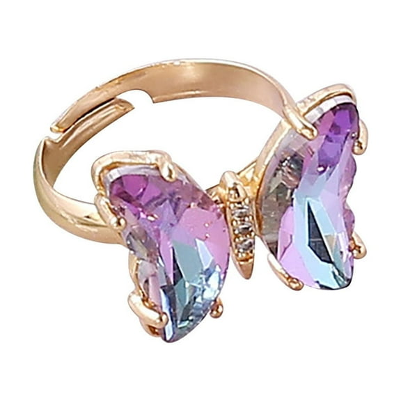 Butterfly Rings for Women, Gorgeous Ring, Open Adjustable Butterfly Ring for Women Simple Butterfly Statement Stacking Chunky Gold Rings Christmas Jewelry Gift