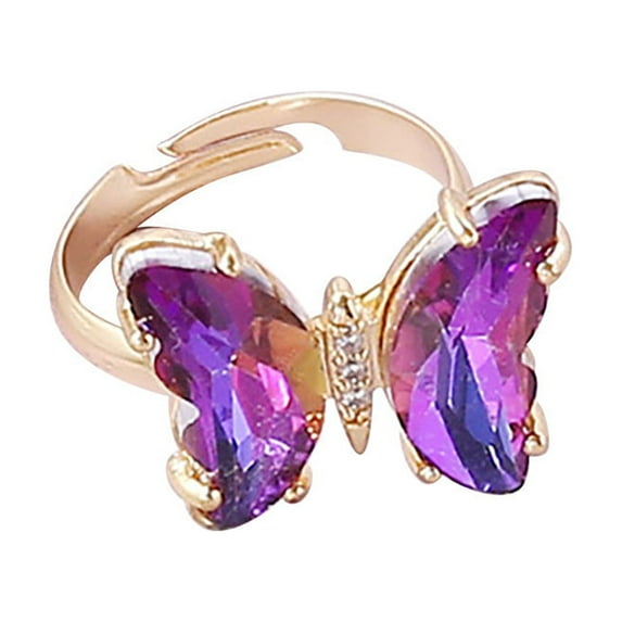 Butterfly Rings for Women, Gorgeous Ring, Open Adjustable Butterfly Ring for Women Simple Butterfly Statement Stacking Chunky Gold Rings Christmas Jewelry Gift